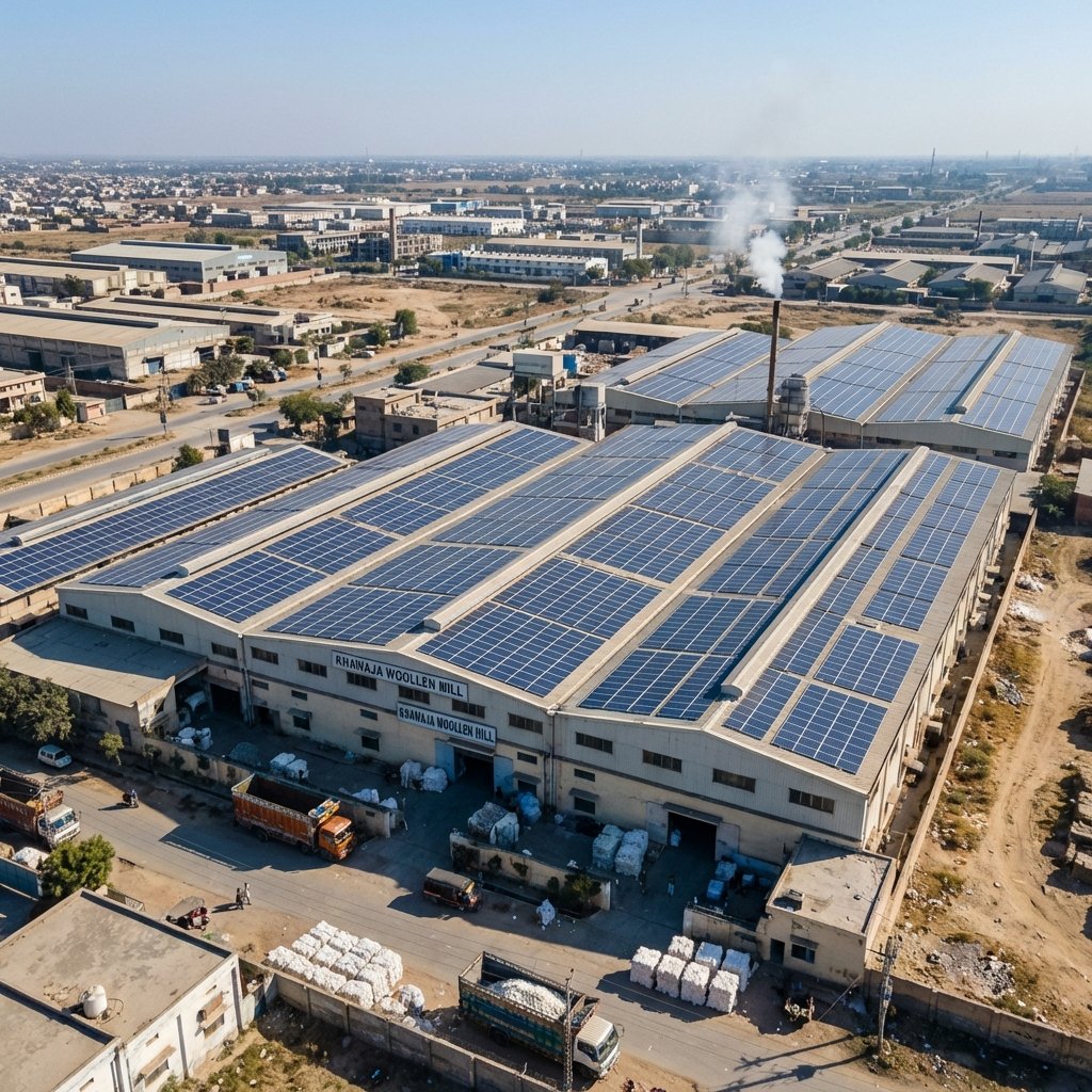 1 MW on-grid solar installation at Khawaja Woollen Mill